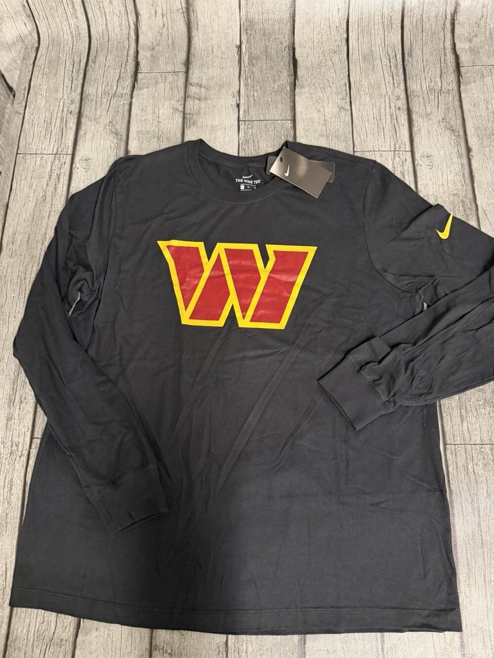 NWT Men’s Nike Washington Commanders LS Tshirt Black XL Cotton Tee X-Large